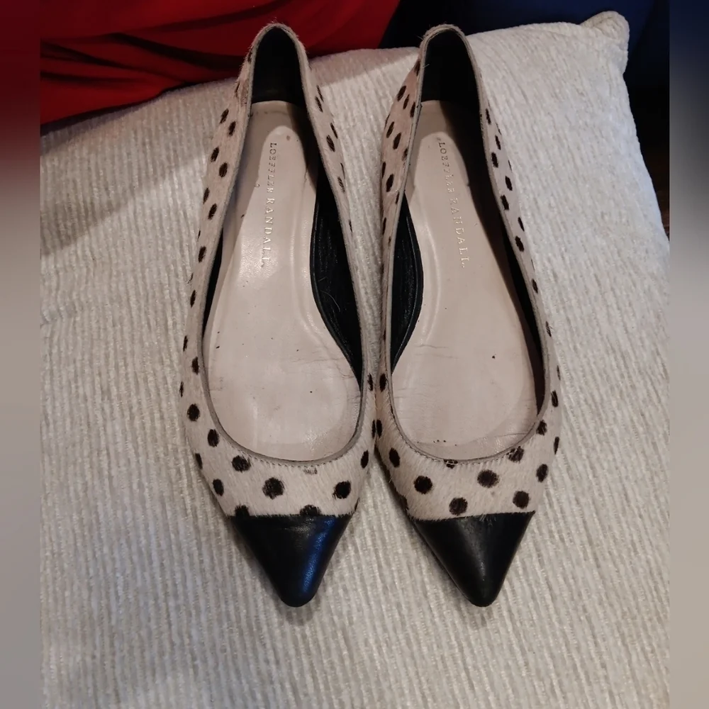 Loeffler Randall Black and Cream Polka Dot Flats Size 6B